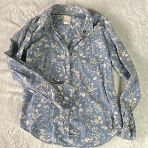 Gap Chambray Floral Patterned Blouse